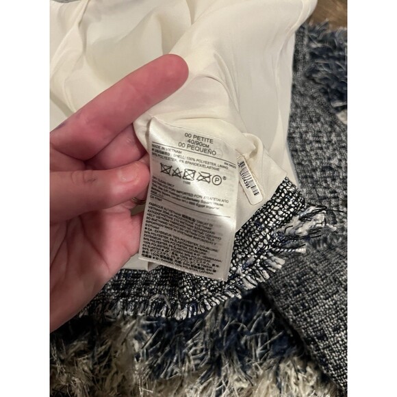 Banana Republic Navy & White Tweed Zip-Up Blazer Jacket – Size 00 - Picture 12 of 14